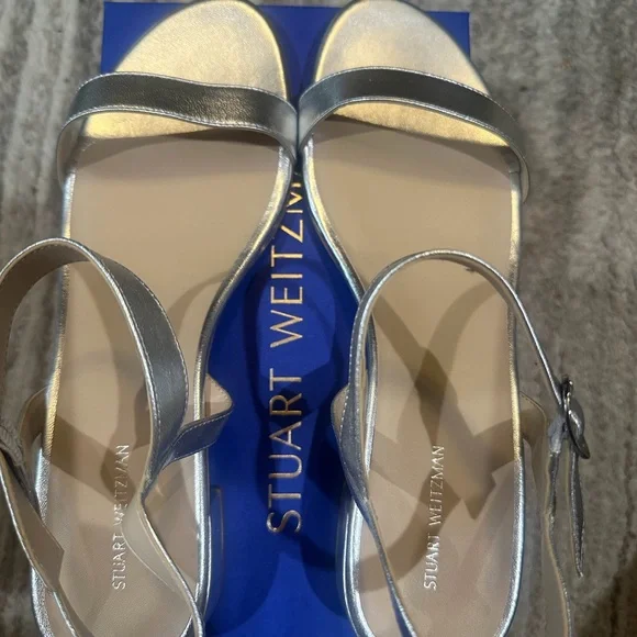Stuart Weitzman Metallic Silver Block Heels. Never Worn! - Picture 6 of 6